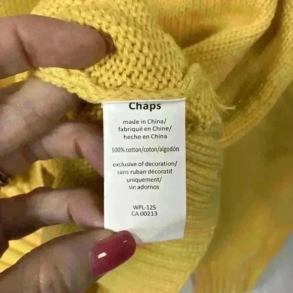Men's Sweater Ralph Lauren Chaps Knit Pullover Size XXL‎ 2XL Vintage Yellow 90s - Picture 9 of 11